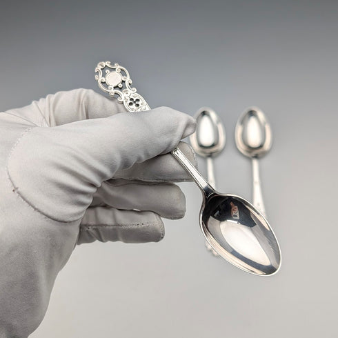 【On Hold】1916 British Antique Pure Silver Tea Spoon Set of 3 Total 55g Walker&Hall